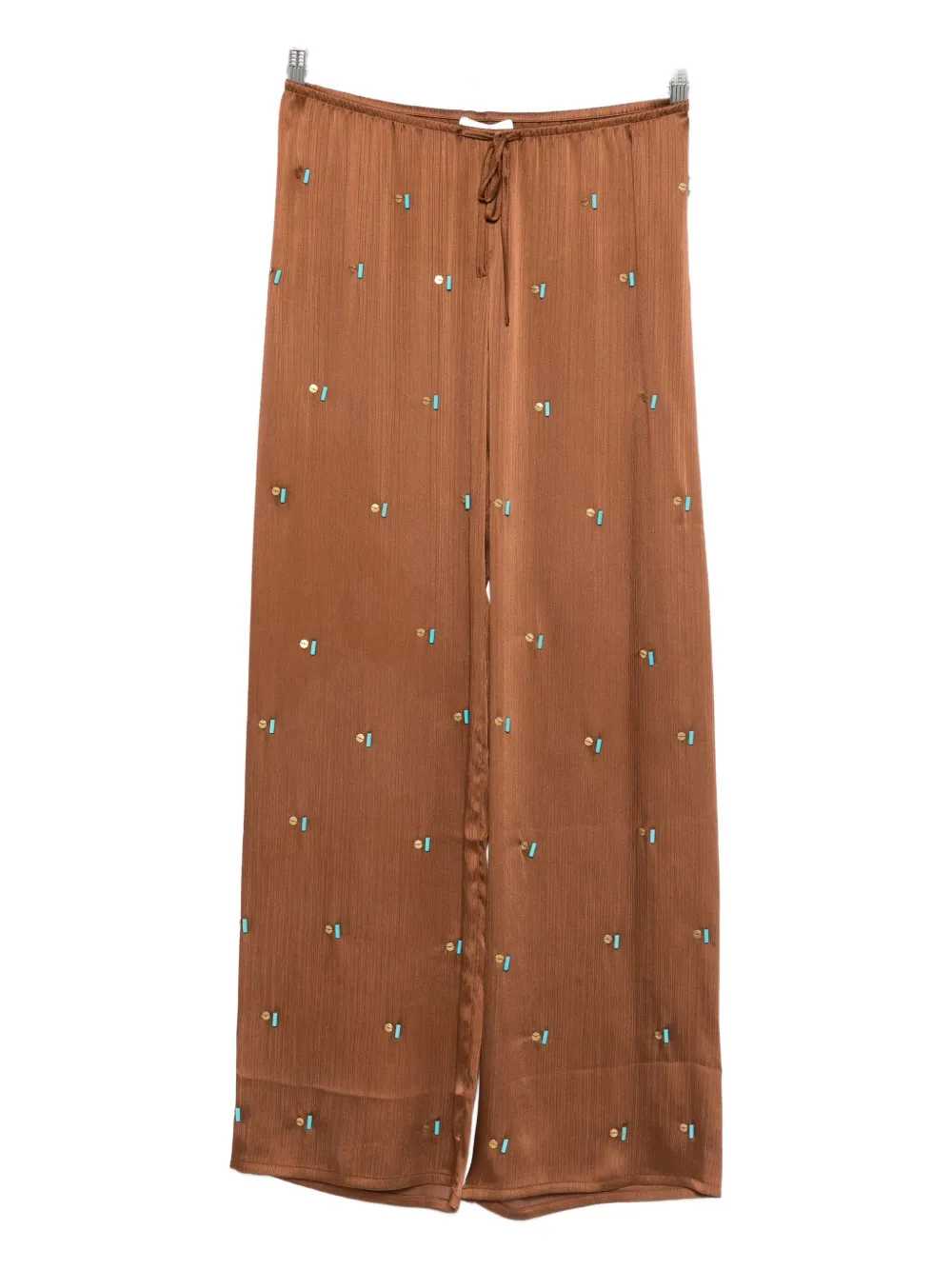 Siedres Manoce Embellished Drawstring Trousers In Brown