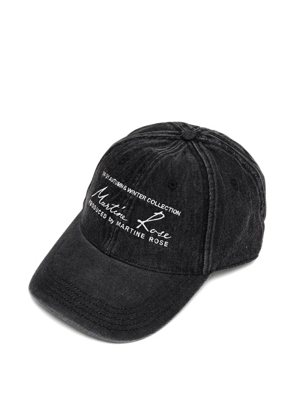 Martine Rose embroidered-logo washed denim cap - Zwart