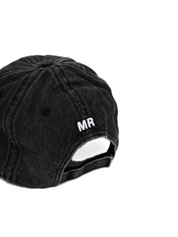 Martine Rose embroidered-logo Washed Denim Cap | Black | FARFETCH