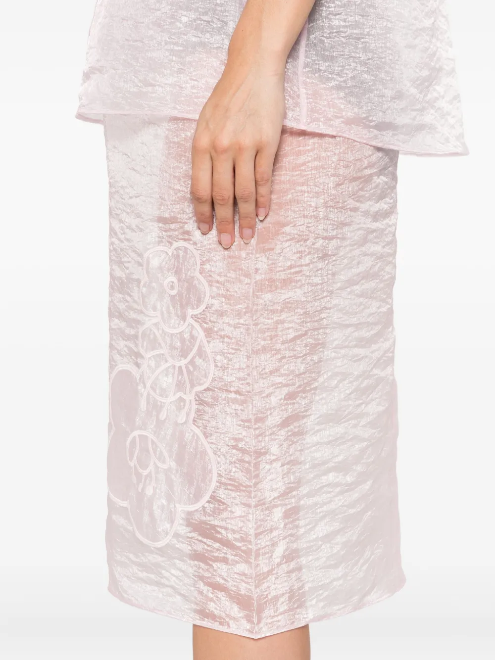 Cecilie Bahnsen floral-embroidered skirt Roze