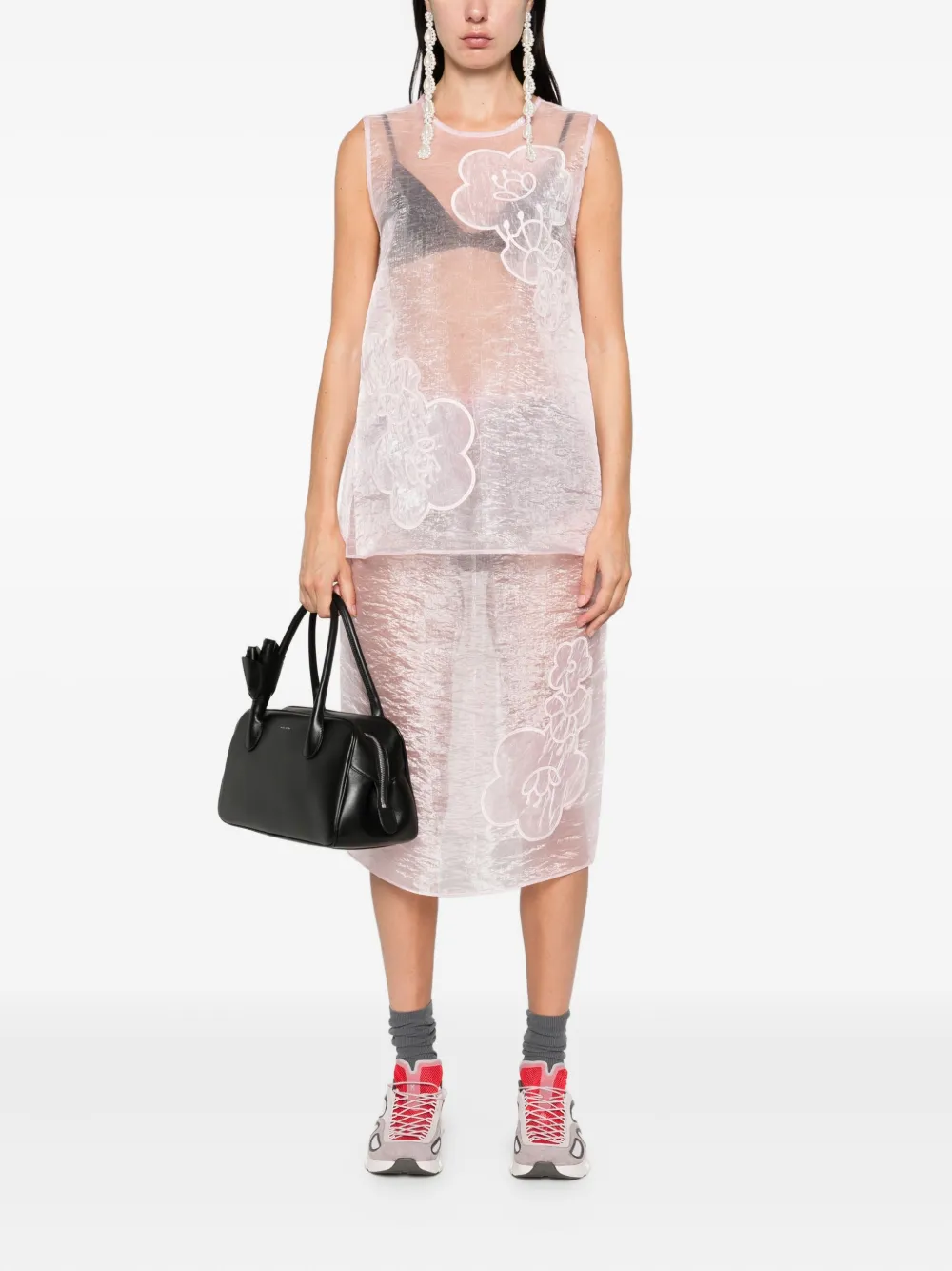Cecilie Bahnsen floral-embellished sleeveless top Roze