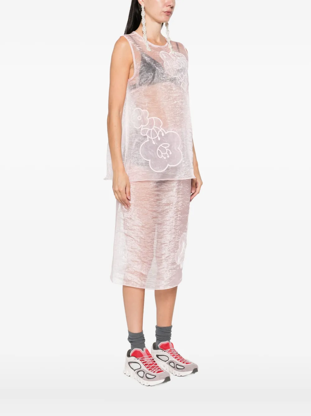 Cecilie Bahnsen floral-embellished sleeveless top Roze