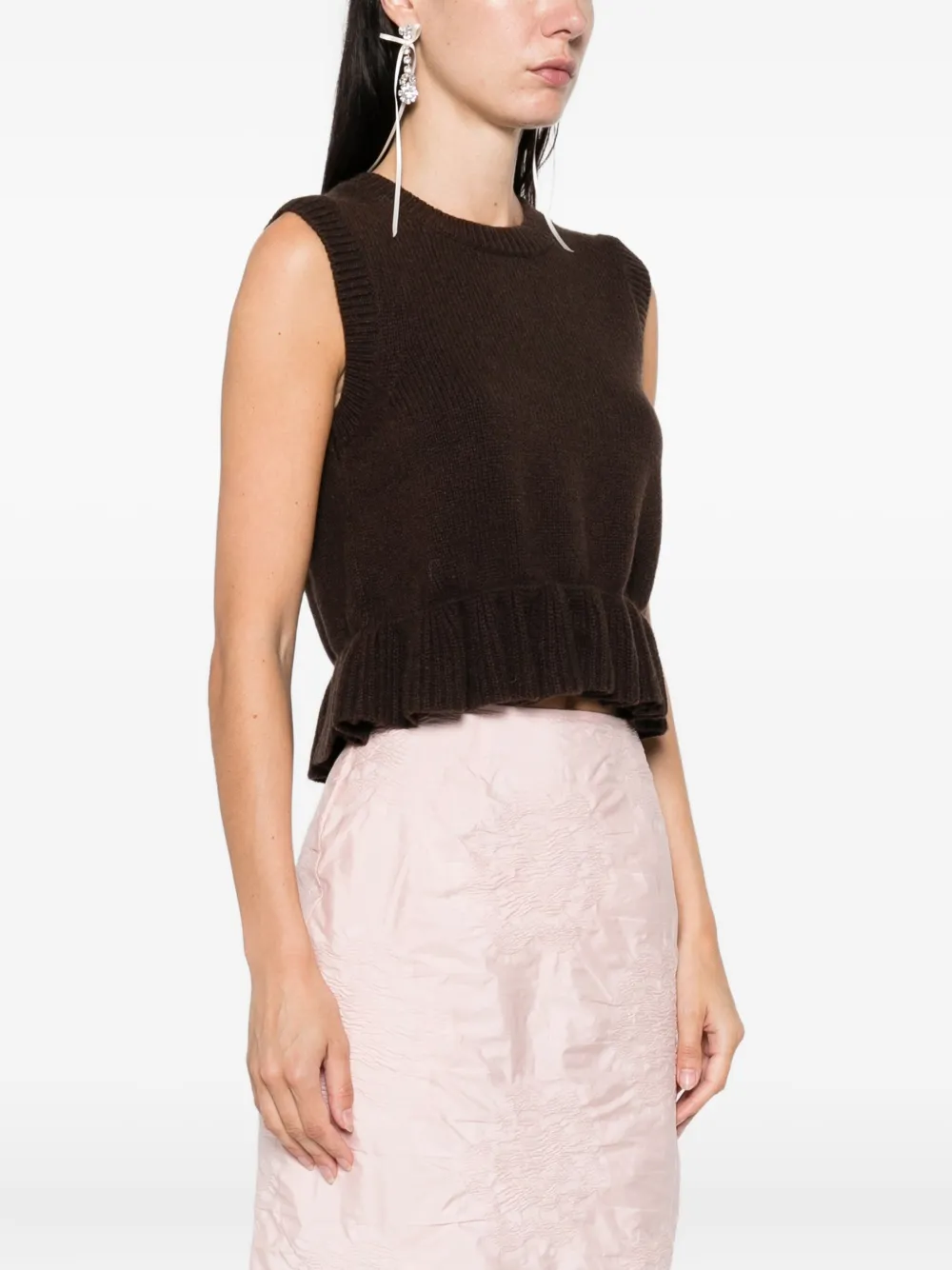 Cecilie Bahnsen ruffled cashmere top Bruin