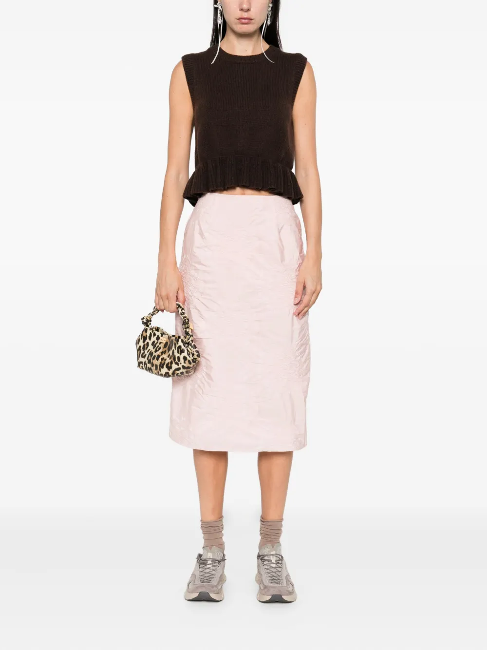 Cecilie Bahnsen ruffled cashmere top Bruin