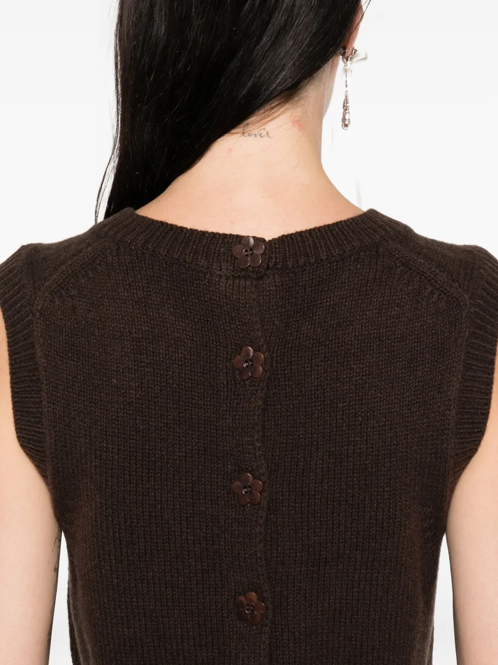 Cecilie Bahnsen ruffled cashmere top Bruin