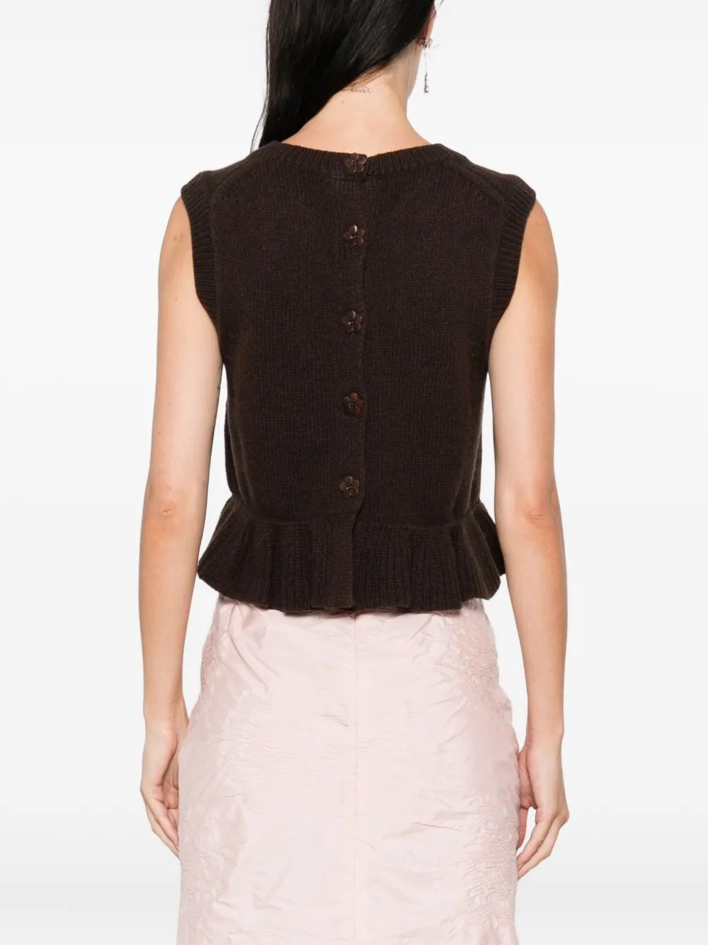 Cecilie Bahnsen ruffled cashmere top Bruin
