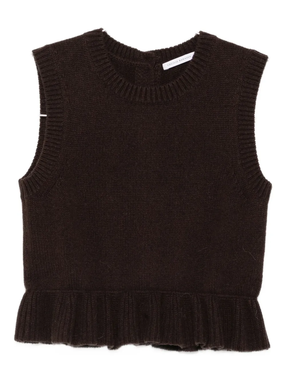 Cecilie Bahnsen Wool Cashmere Sleeveless Knitted Vest In Brown