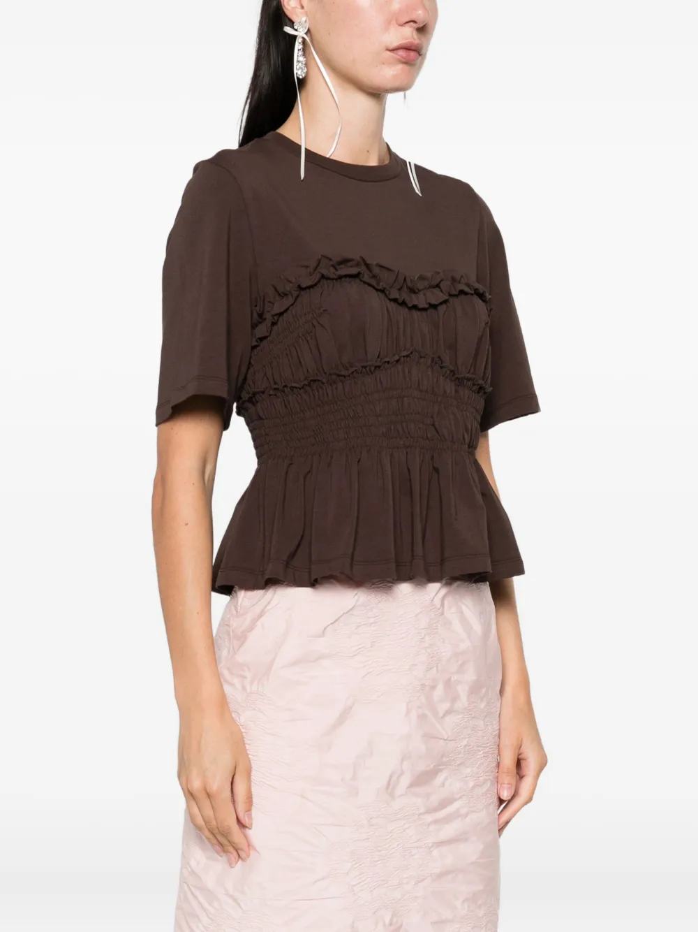 Cecilie Bahnsen smocked ruffled top Bruin