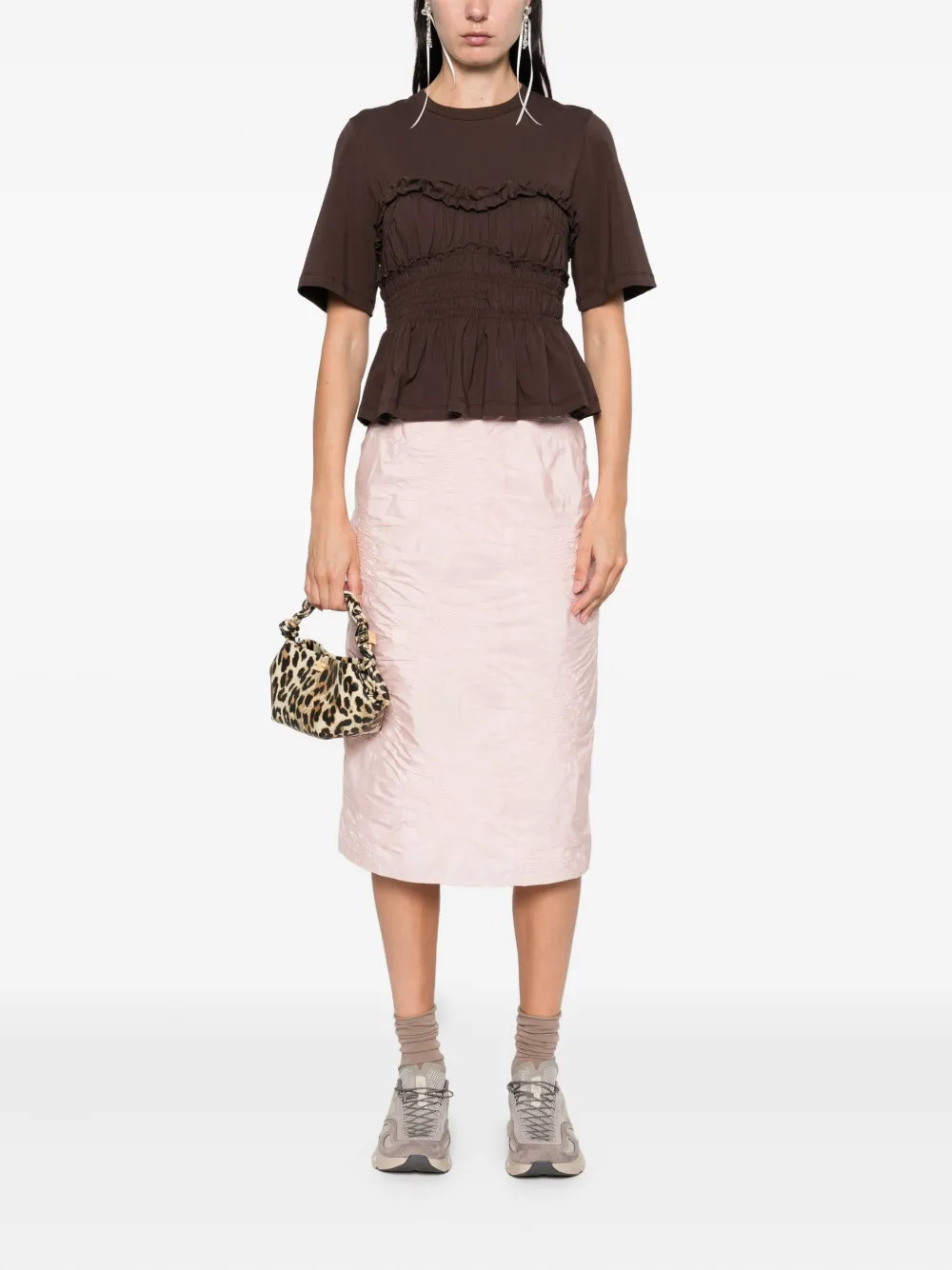 Cecilie Bahnsen smocked ruffled top Bruin