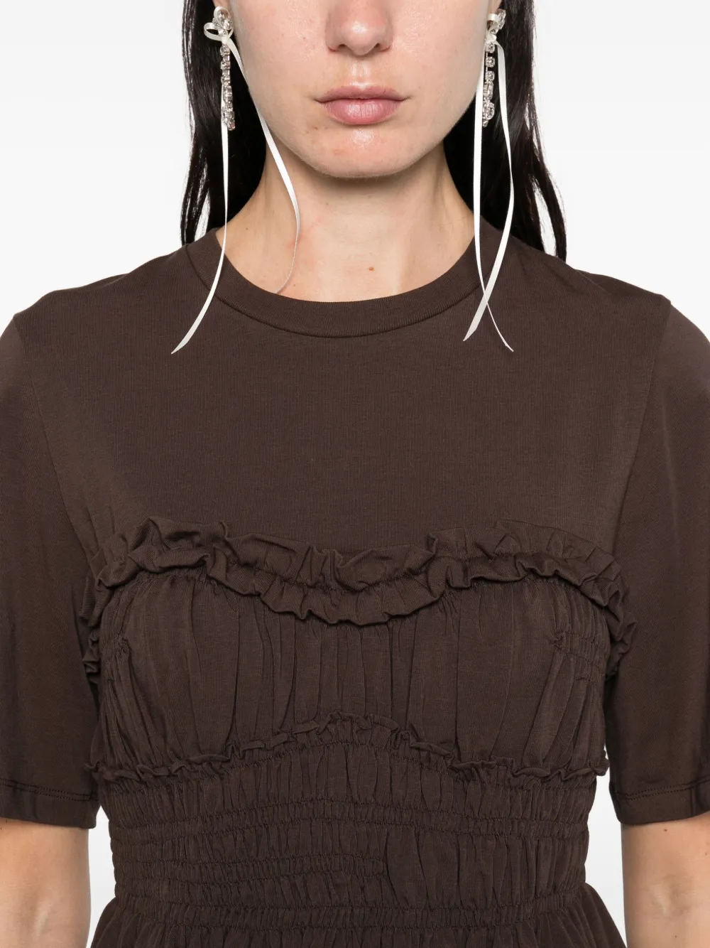 Cecilie Bahnsen smocked ruffled top Bruin