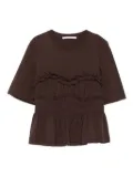 Cecilie Bahnsen smocked ruffled top - Brown