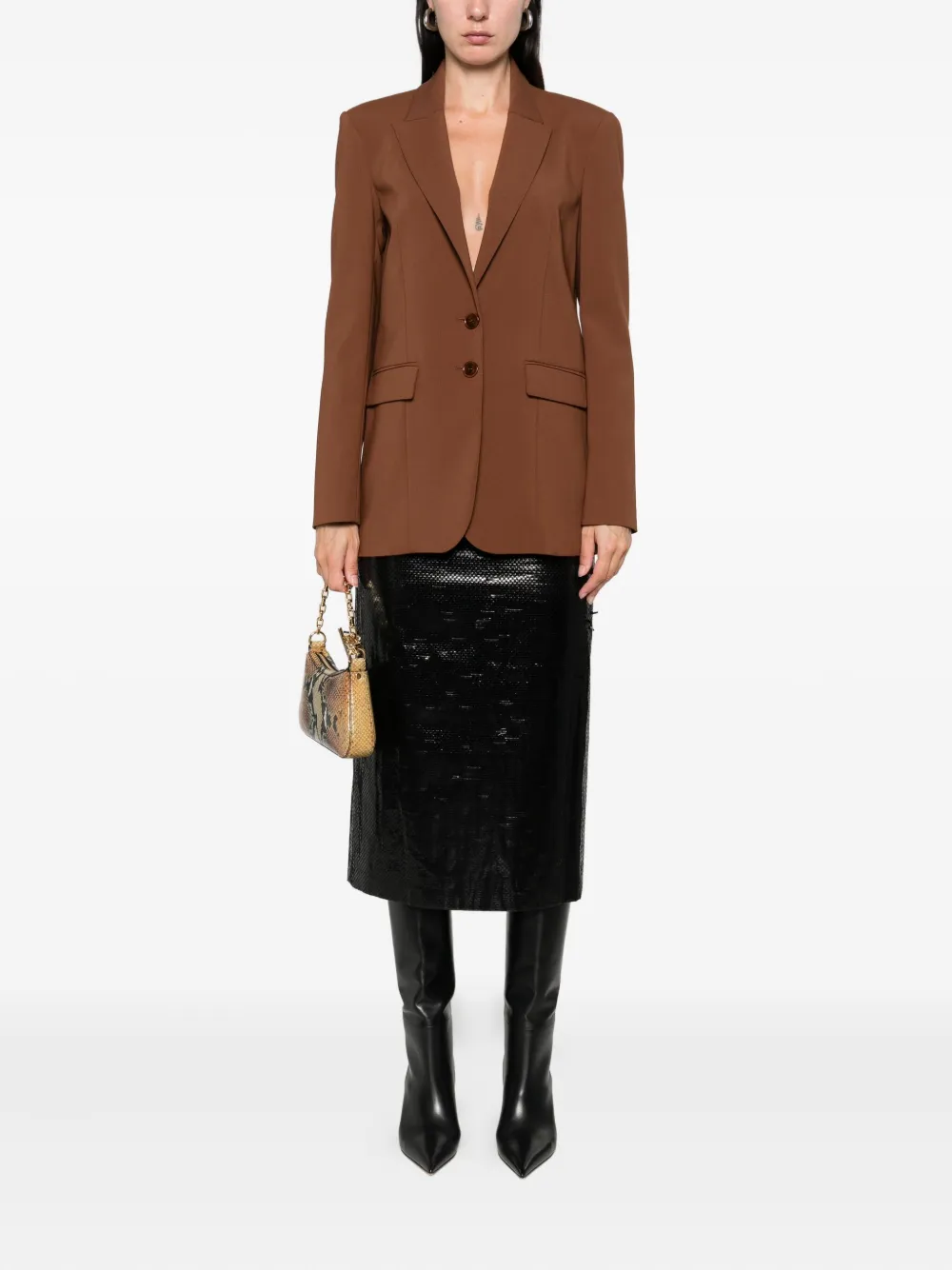 Patrizia Pepe two-button notched-lapel blazer Bruin