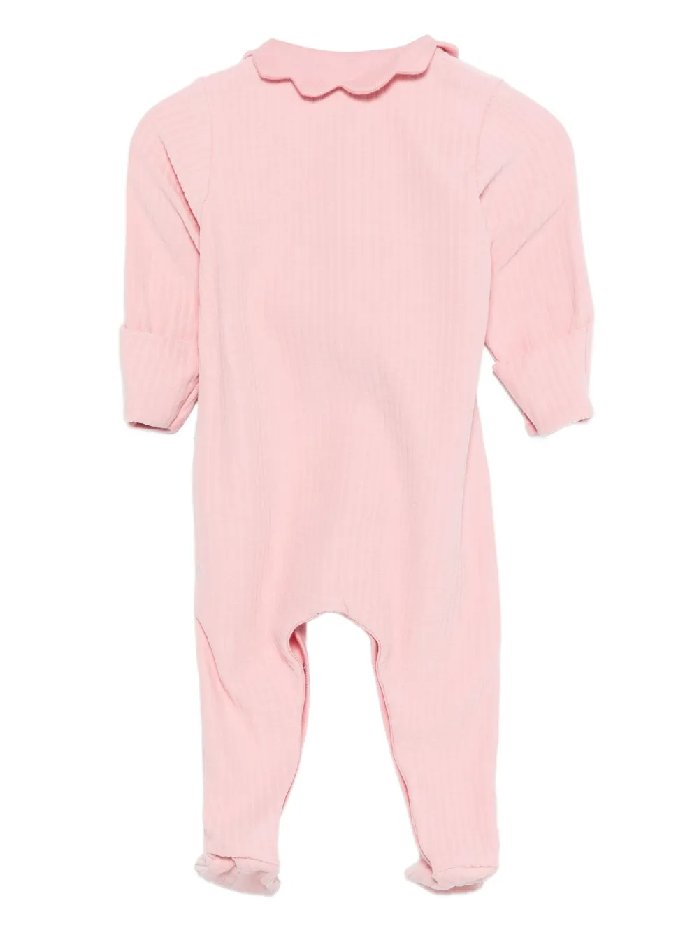 Petit Bateau ribbed-knit heart-detail sleepsuit Roze
