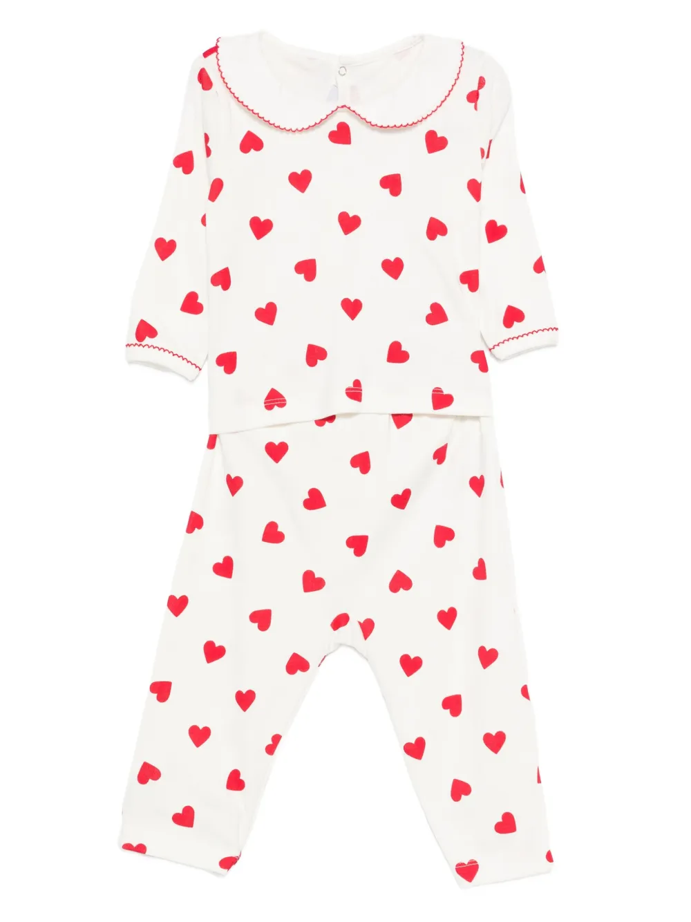 Petit Bateau heart-print pajamas set Wit