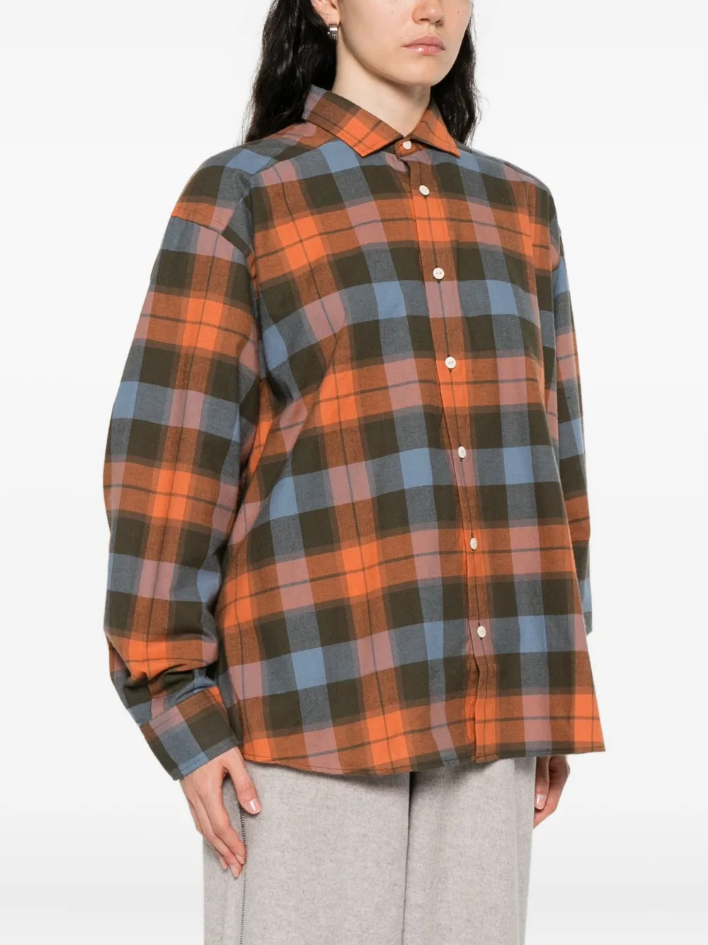 Baserange plaid cotton shirt Oranje