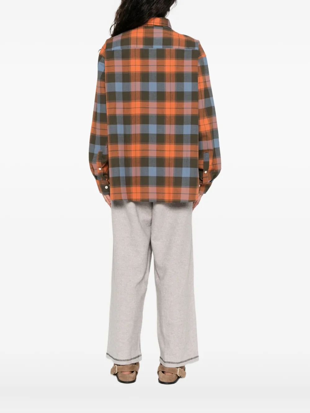 Baserange plaid cotton shirt Oranje