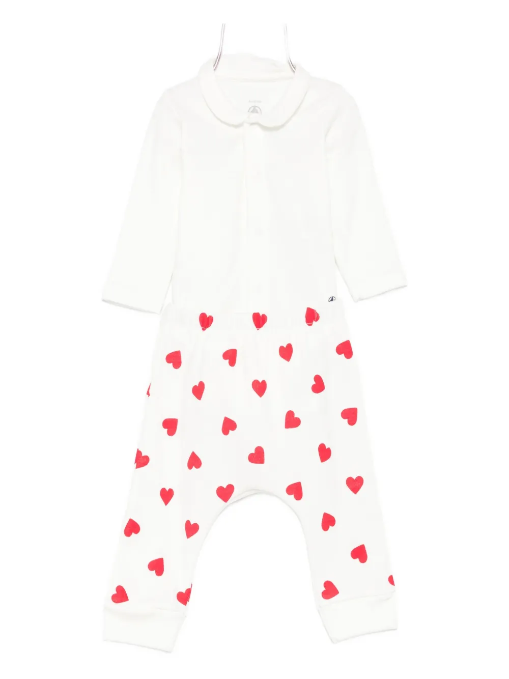 Petit Bateau heart-print cotton pajama set Wit