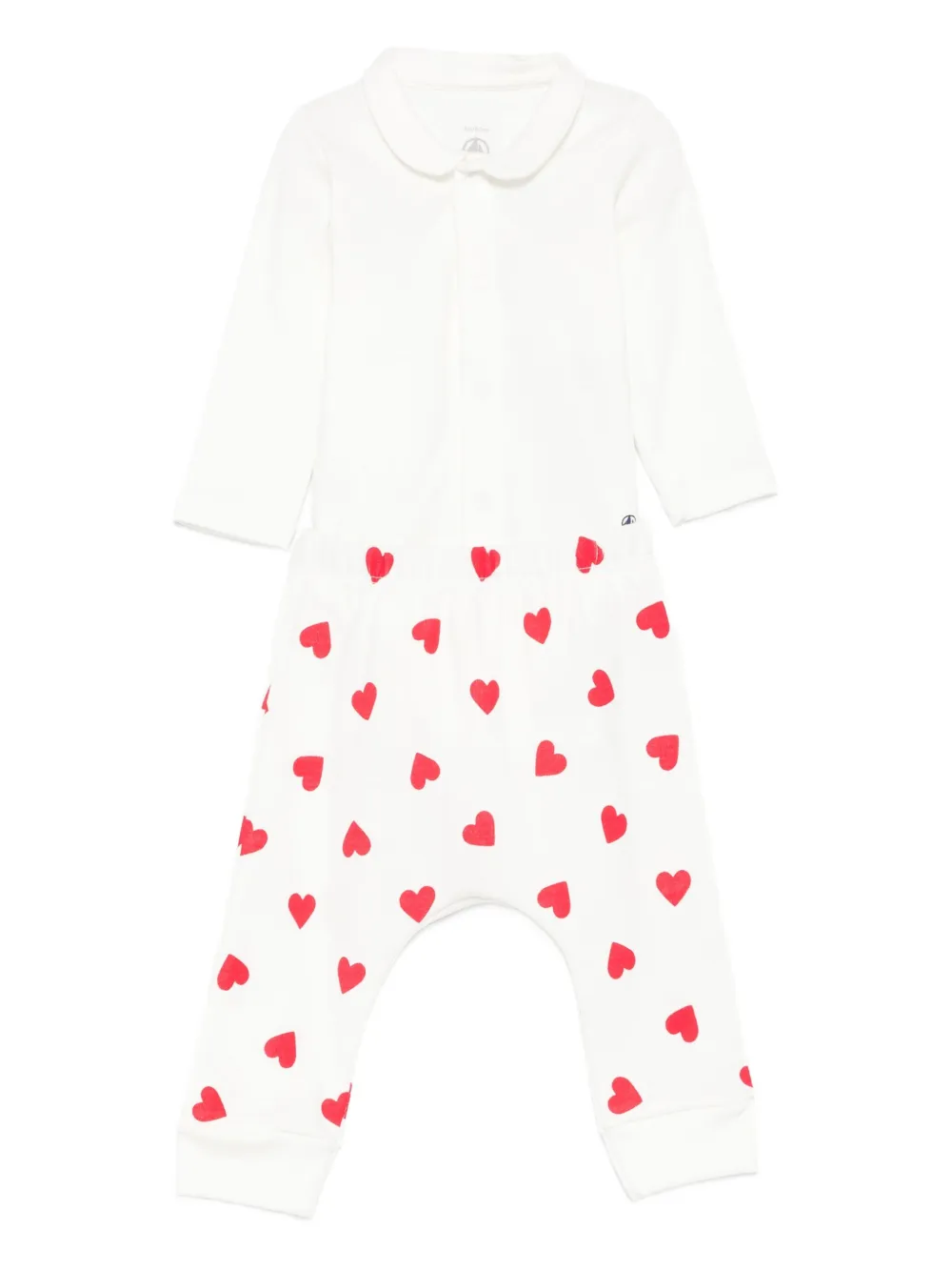 Petit Bateau heart-print cotton pajama set - Wit