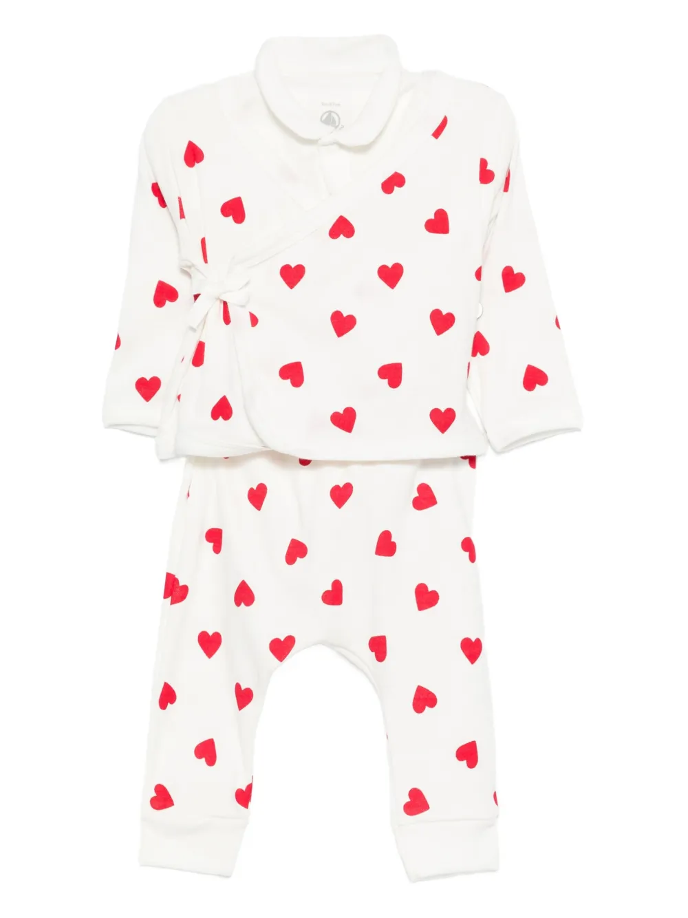 Petit Bateau heart-print cotton pajama set Wit