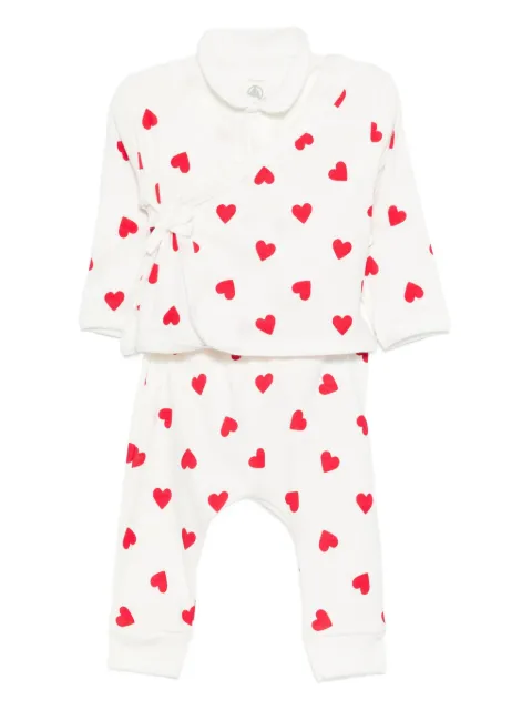 Petit Bateau heart-print cotton pajama set 