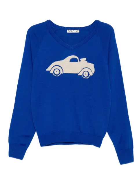 Open YY car graphic sweater