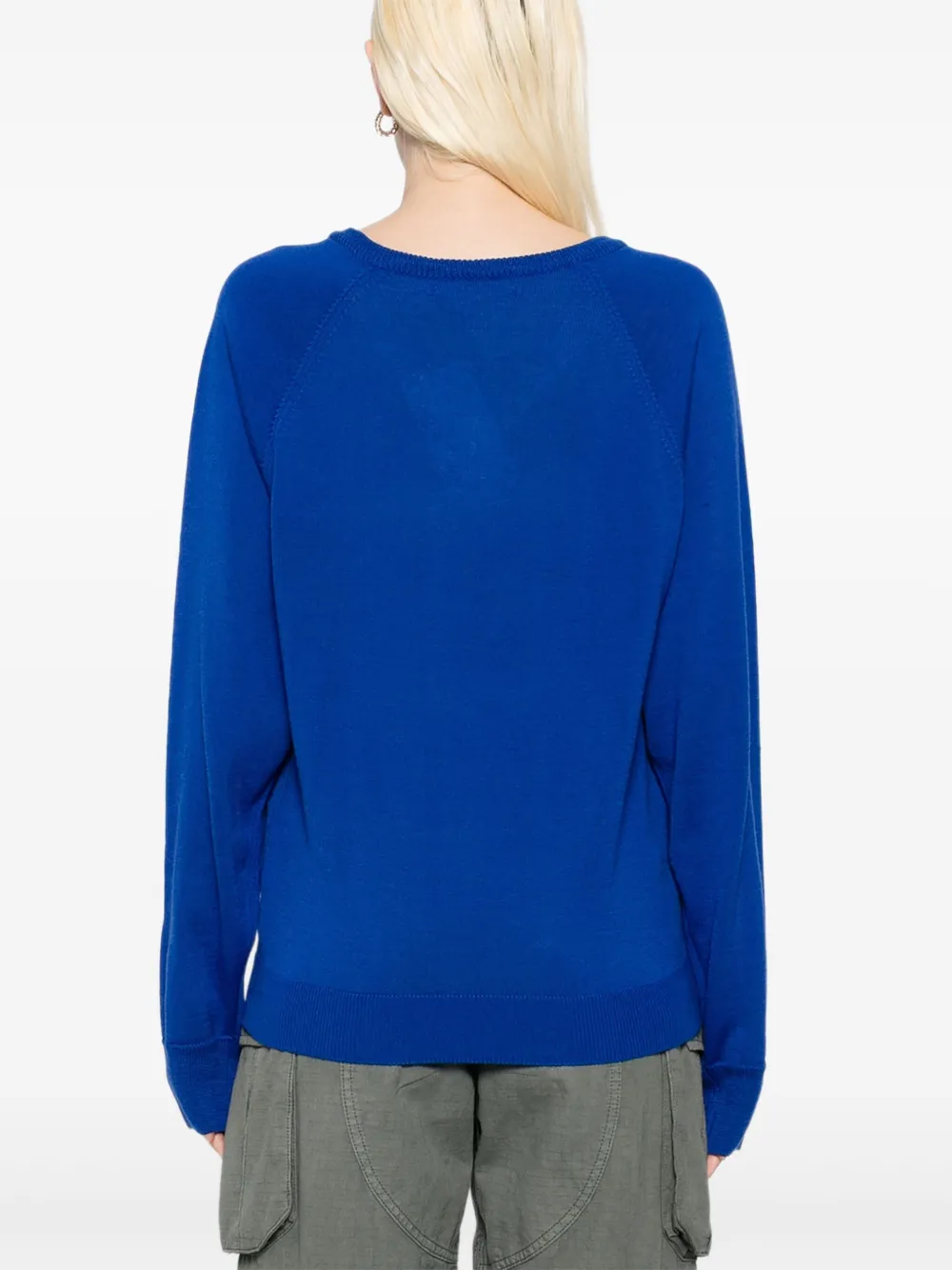 Open Yy Blue Car Graphic Knit Sweater In Blue