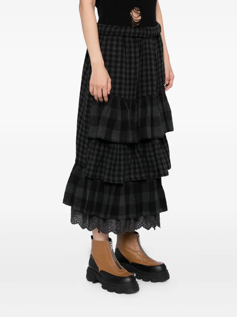 Open Yy Tiered Skirt In Black