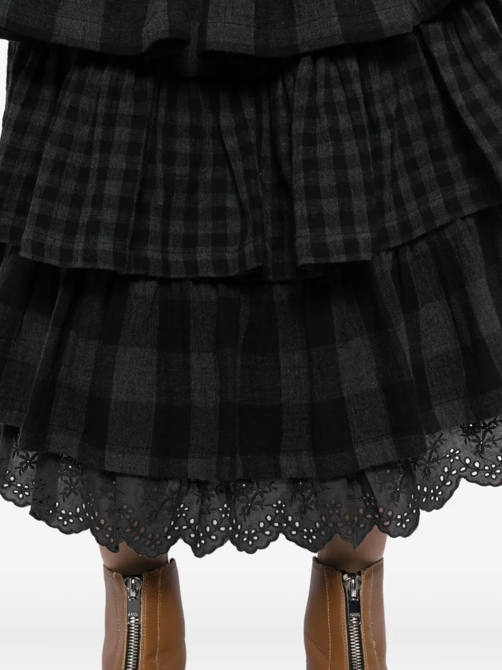 Open Yy Tiered Skirt In Black