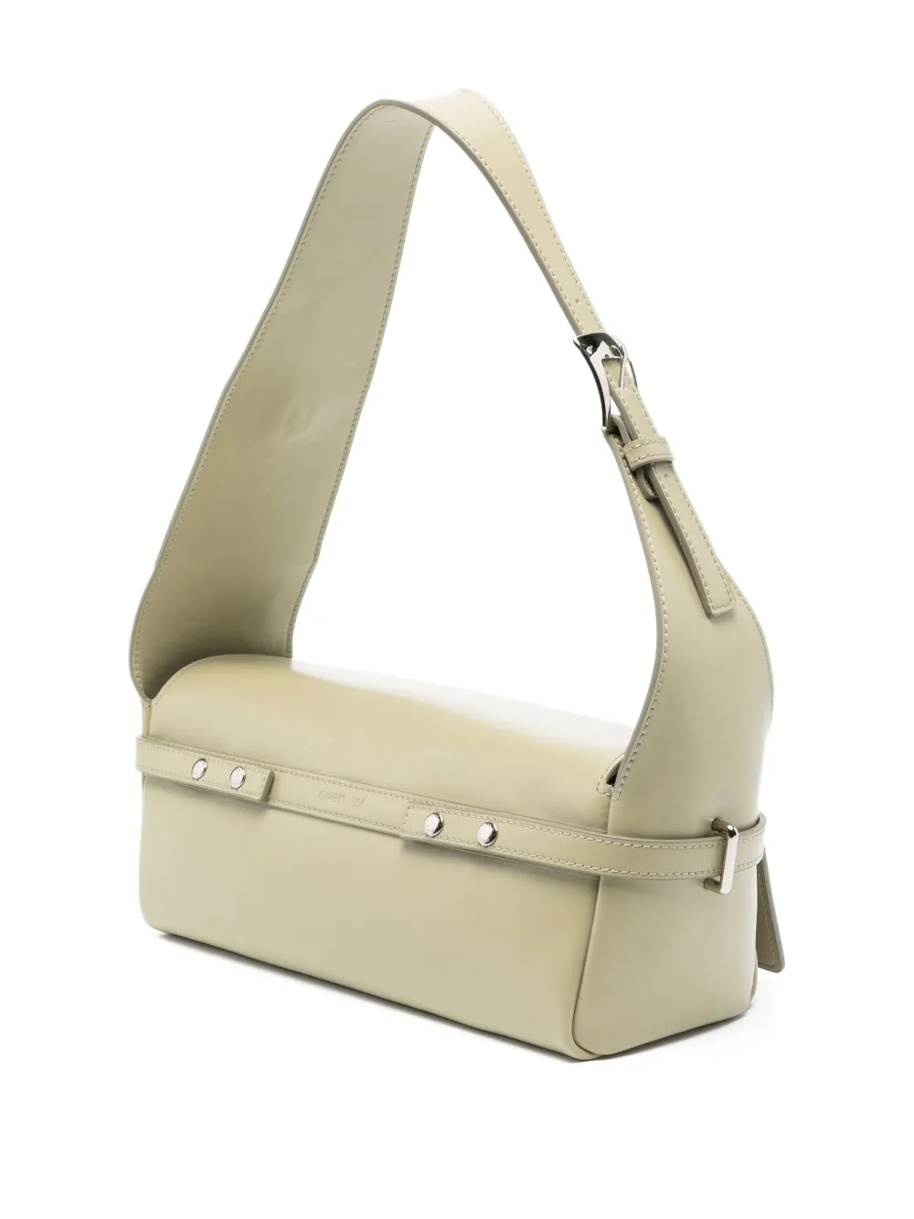 Open Yy Leather Shoulder Bag In Green