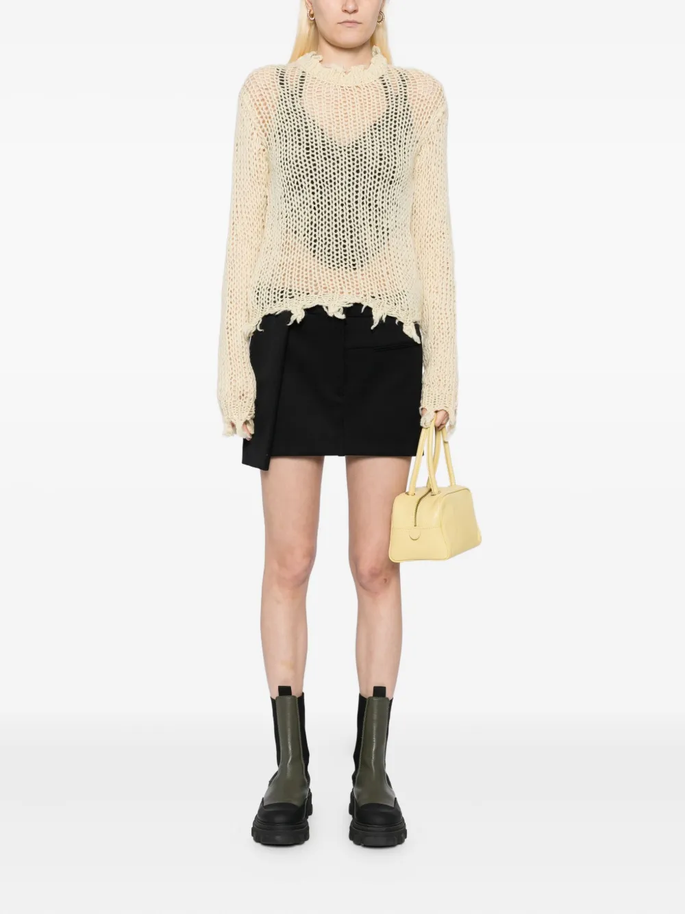 Open YY distressed crop knit top | Knitted Sweaters | Image 2