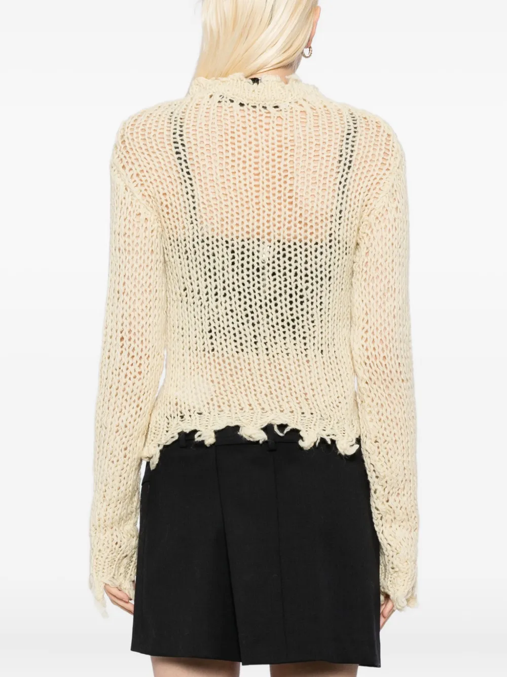 Open Yy Distressed Crop Knit Top In Neutral