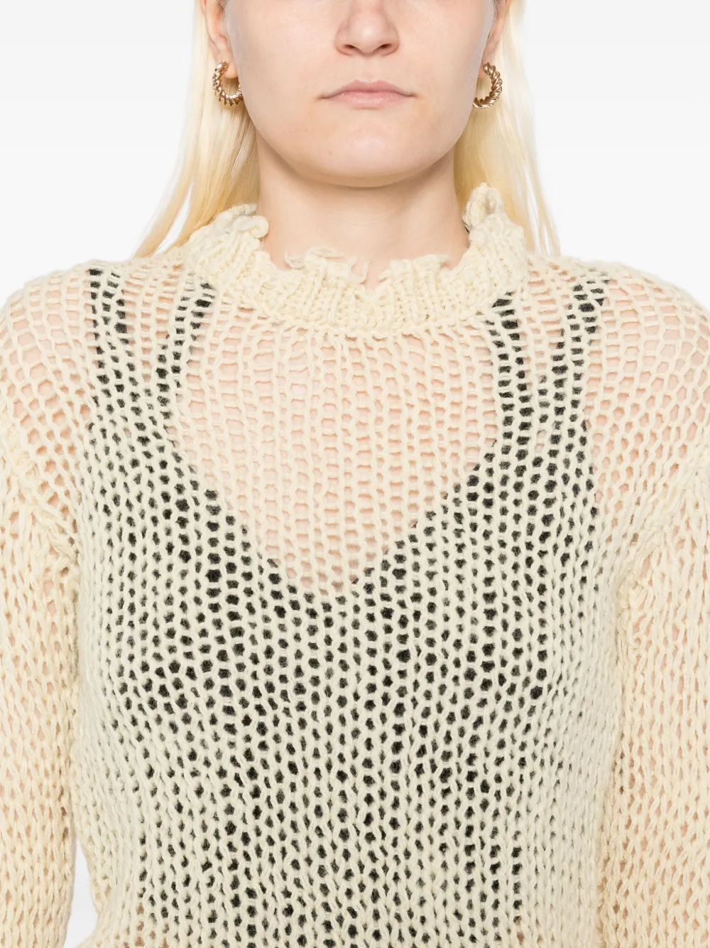 Open Yy Distressed Crop Knit Top In Neutral
