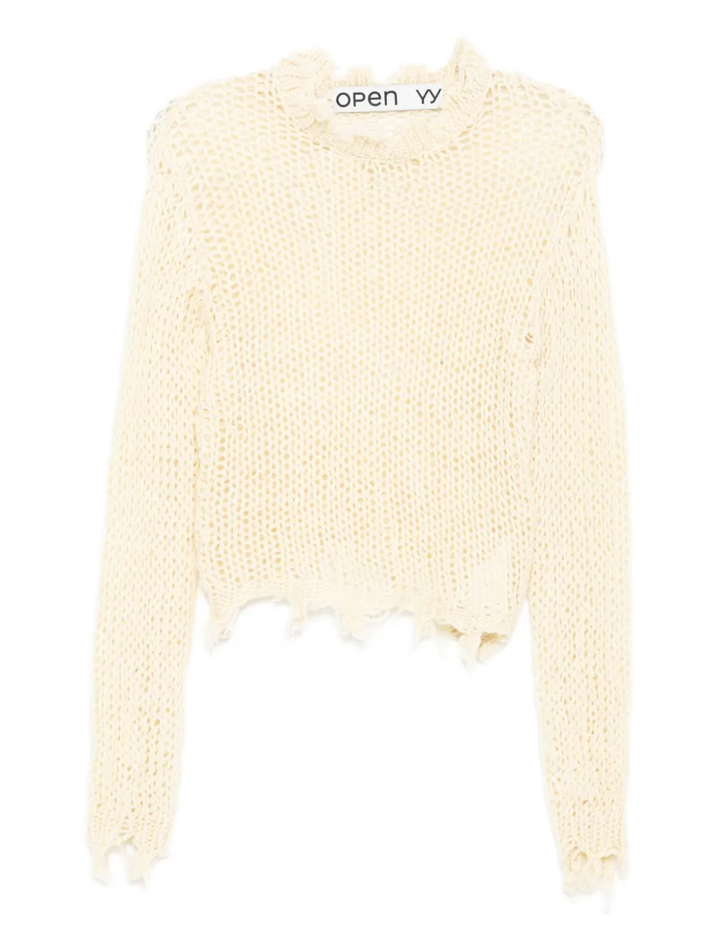 Open YY distressed crop knit top | Neutrals | Image 1