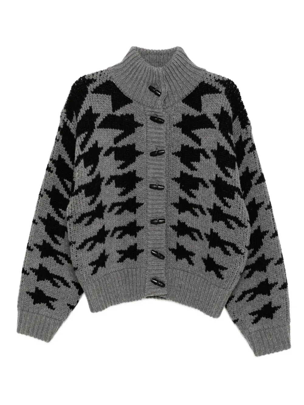 Open YY Hound's Tooth Star cardigan | Grey | Image 1