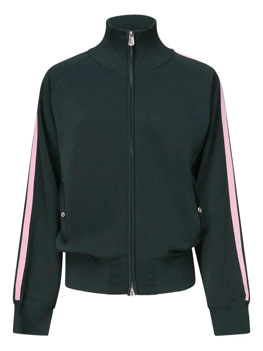 PINKO stripe-detail zip-up sweatshirt Groen