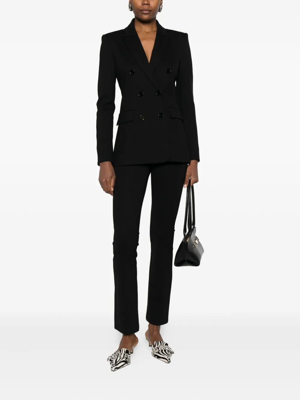 Patrizia Pepe Double-breasted Blazer In Black