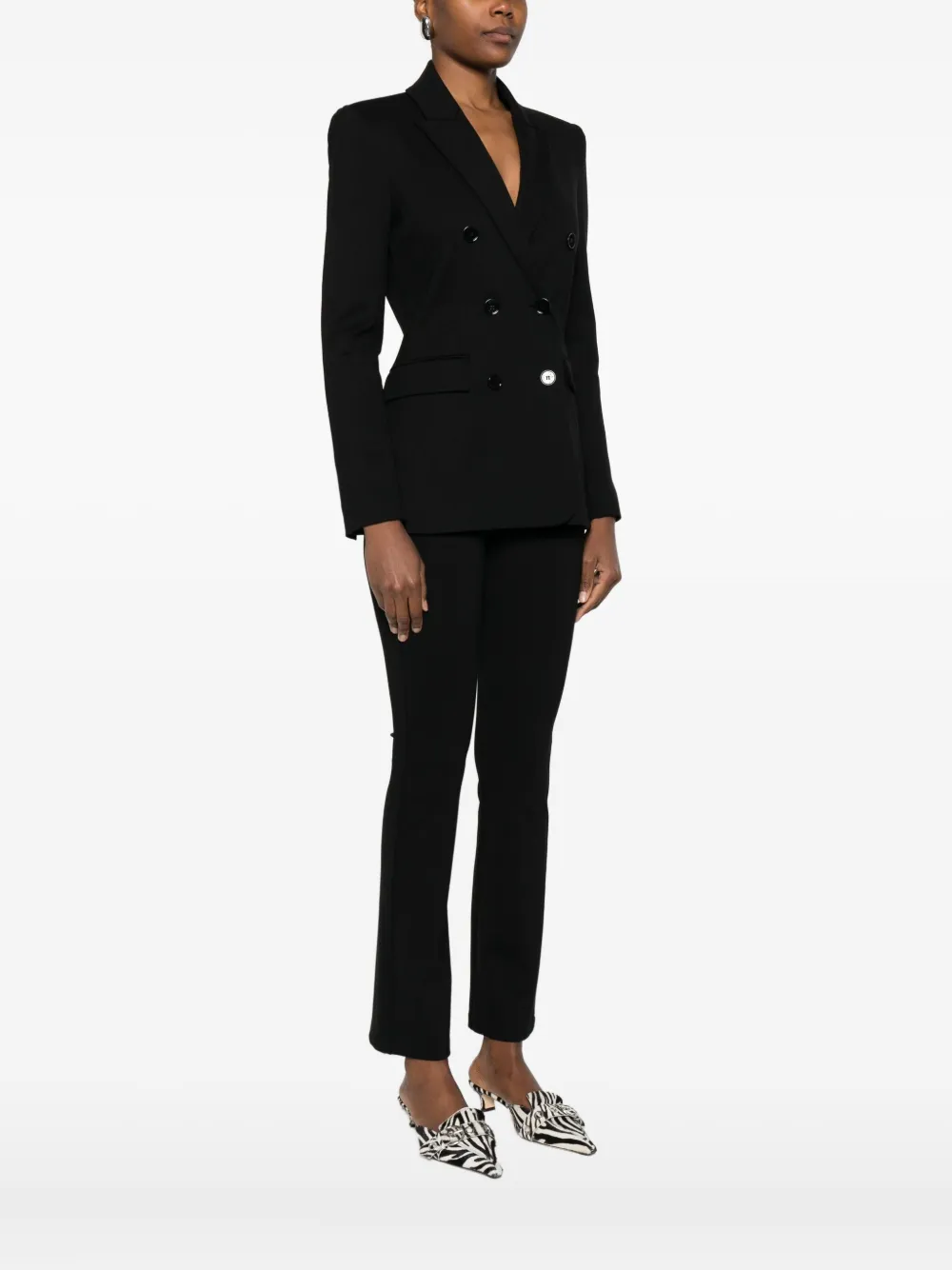 Patrizia Pepe Double-breasted Blazer In Black