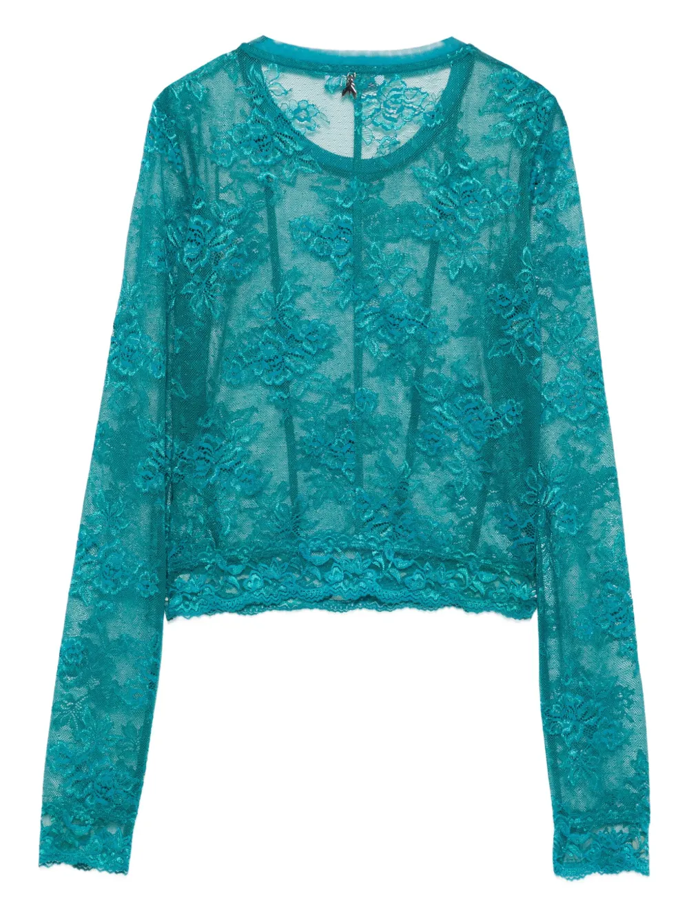Patrizia Pepe Blouse met gewelfde afwerking van kant Groen