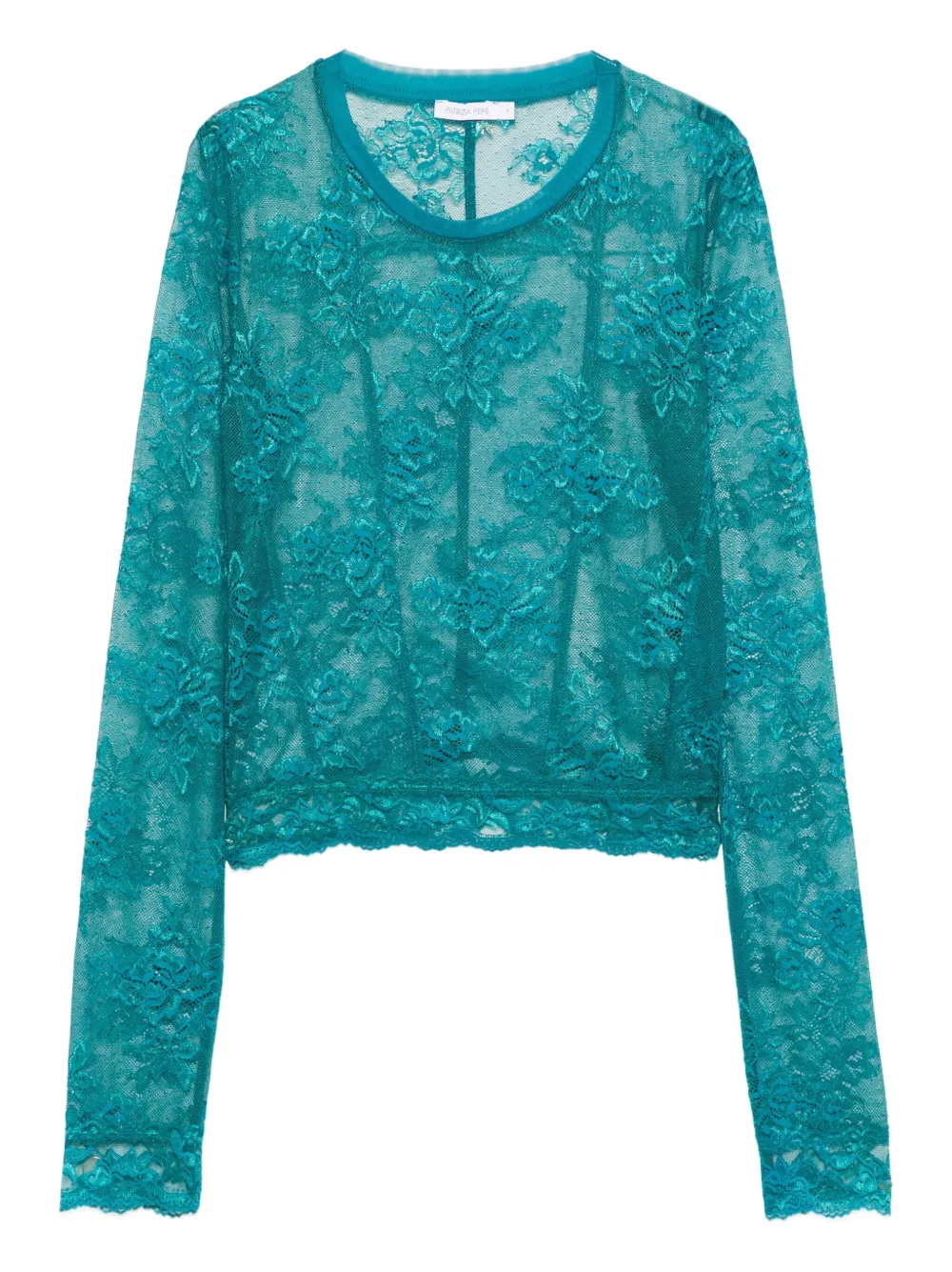 Patrizia Pepe Lace Scalloped-hem Blouse In Blue