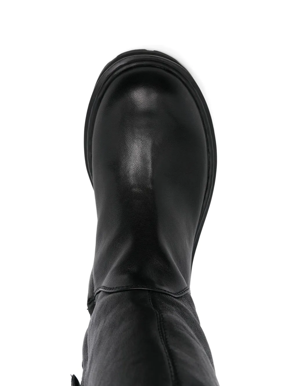 Patrizia Pepe leather over-the-knee buckle boots Black