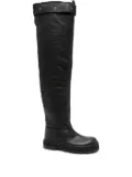 Patrizia Pepe leather over-the-knee buckle boots - Black
