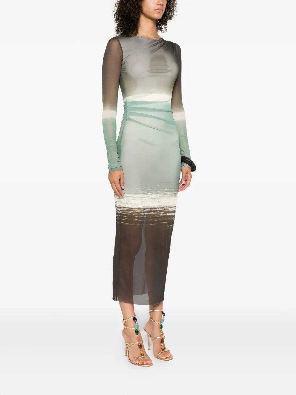 Patrizia Pepe Degradé-print Midi Dress In Multi