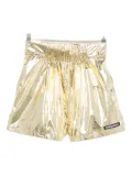 Patrizia Pepe Shiny-effect laminated shorts - Gold