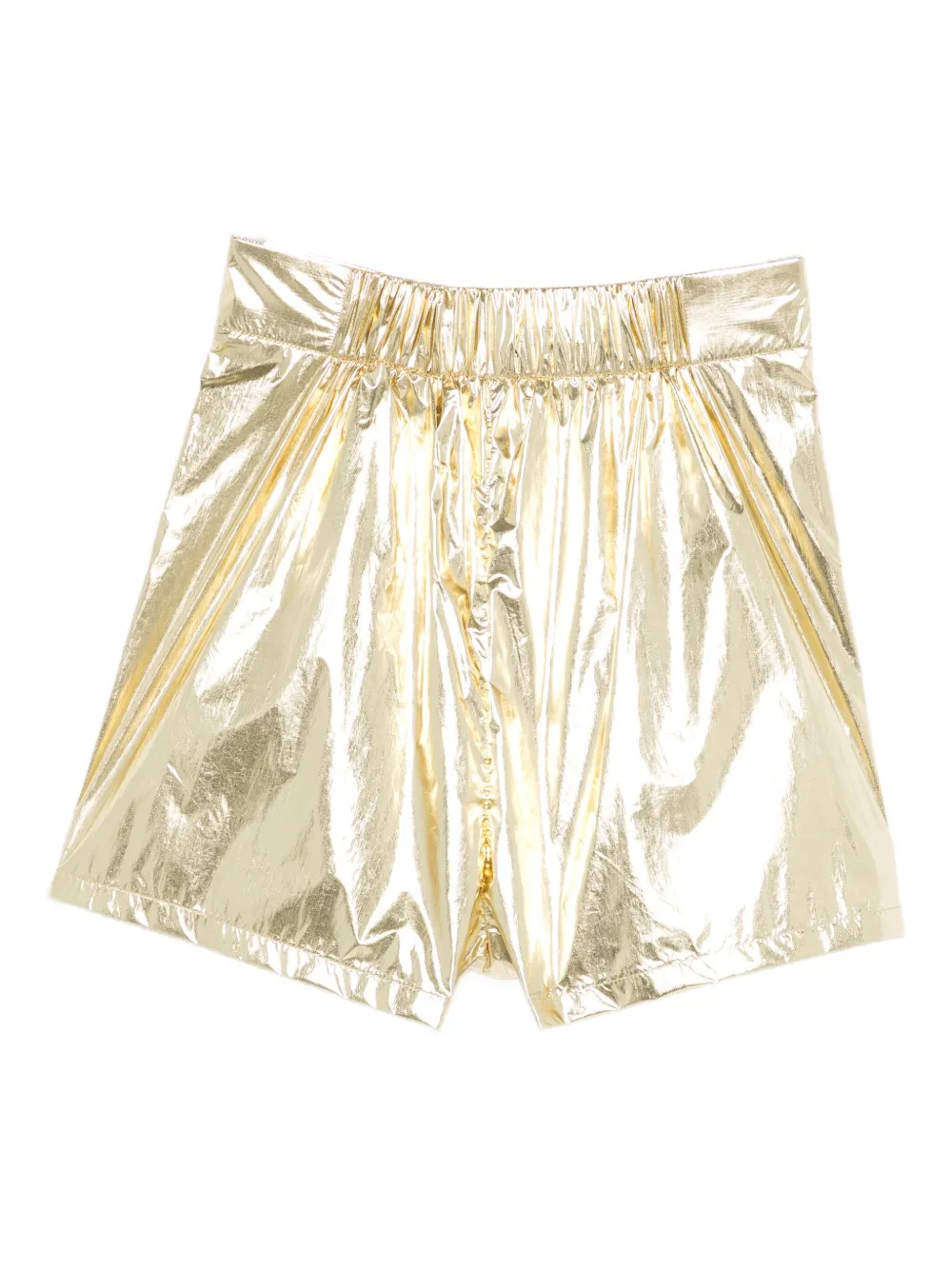 Patrizia Pepe Shiny-effect Laminated Shorts In Gold