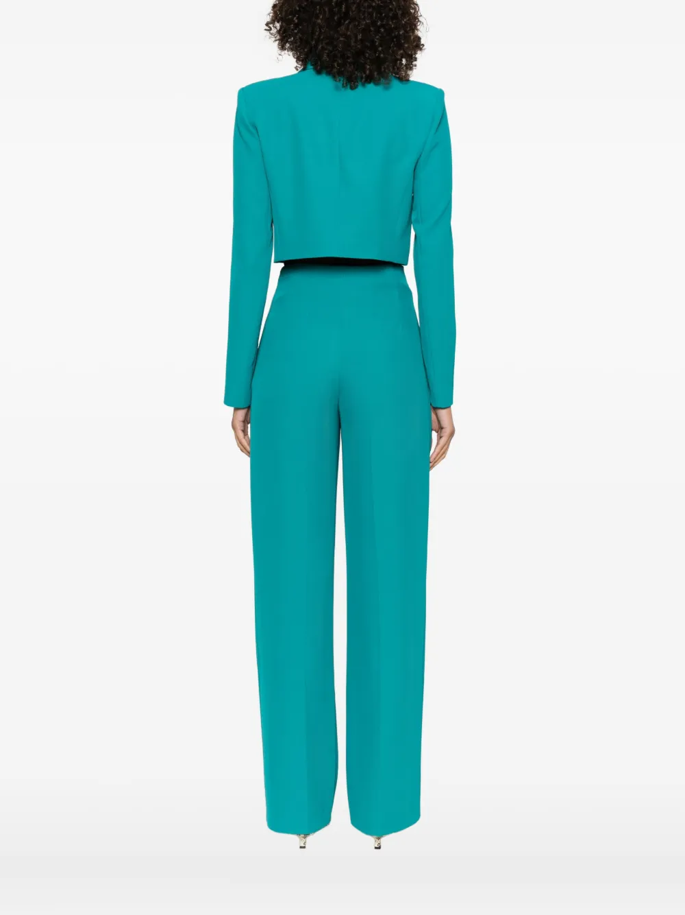 Patrizia Pepe Bee-embellished Cropped Jacket In Green