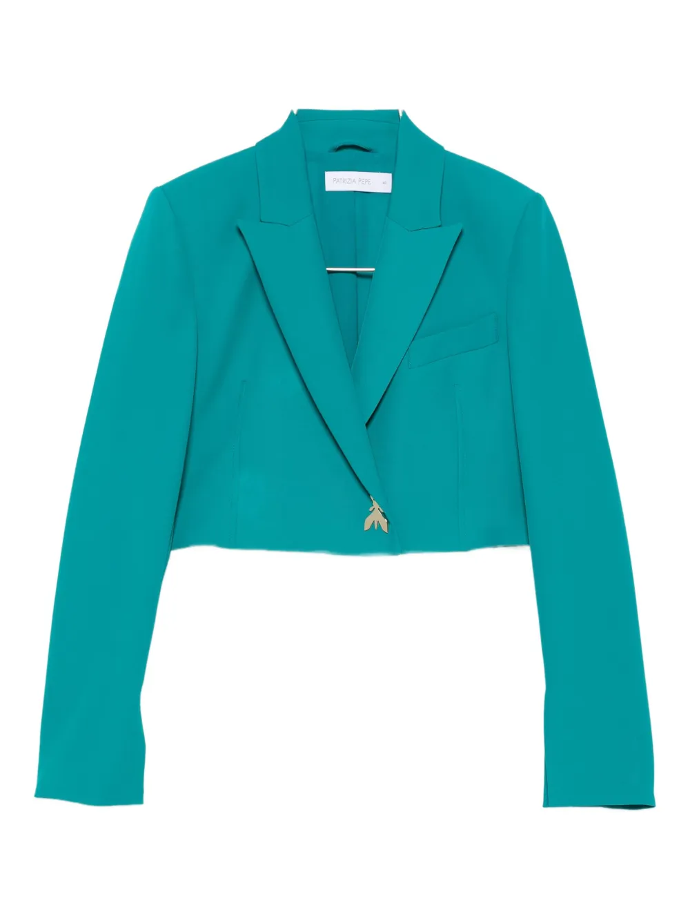 Patrizia Pepe Bee-embellished Cropped Jacket In Green