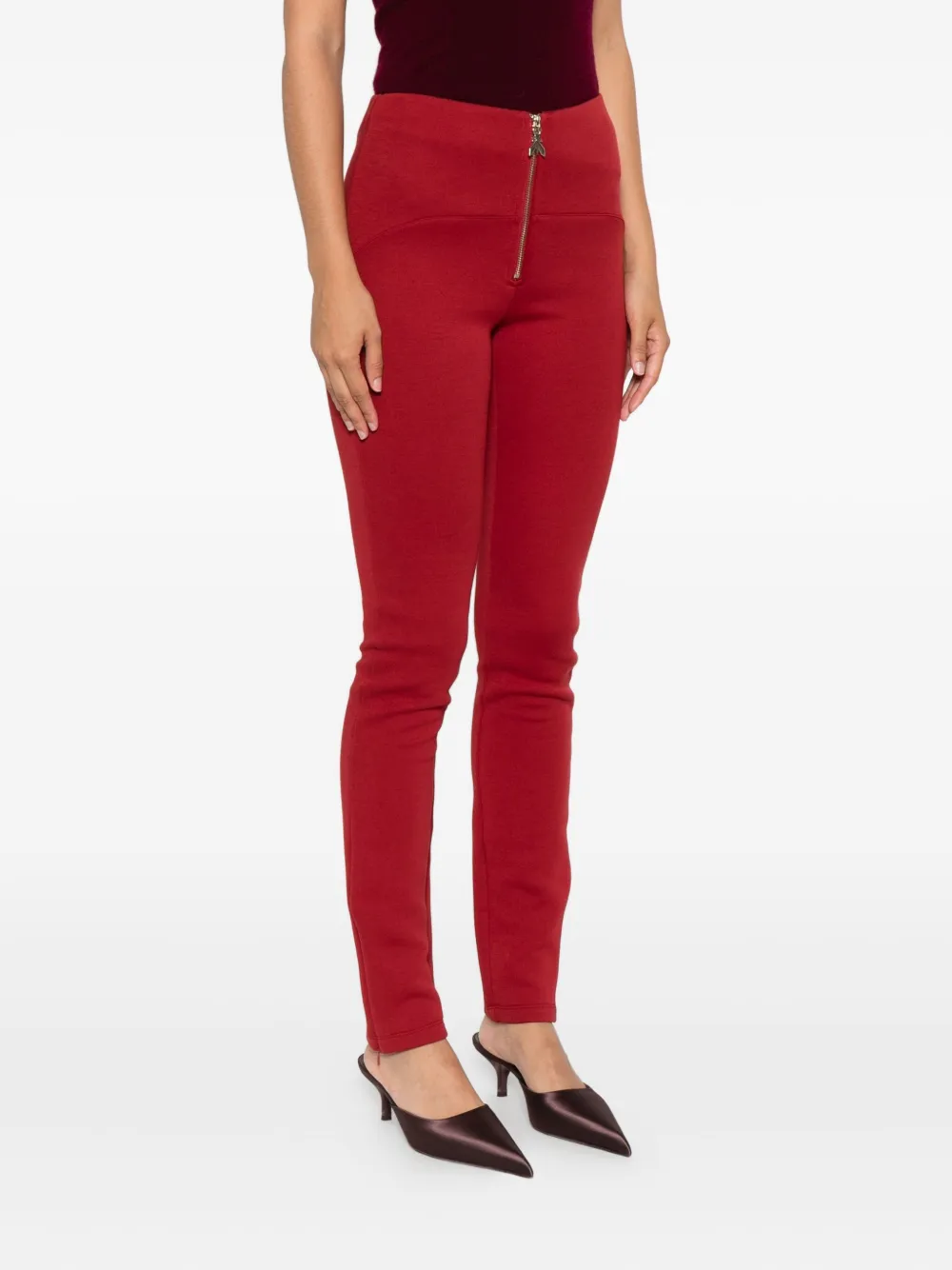 Patrizia Pepe Zip-front Contoured Trousers In Red