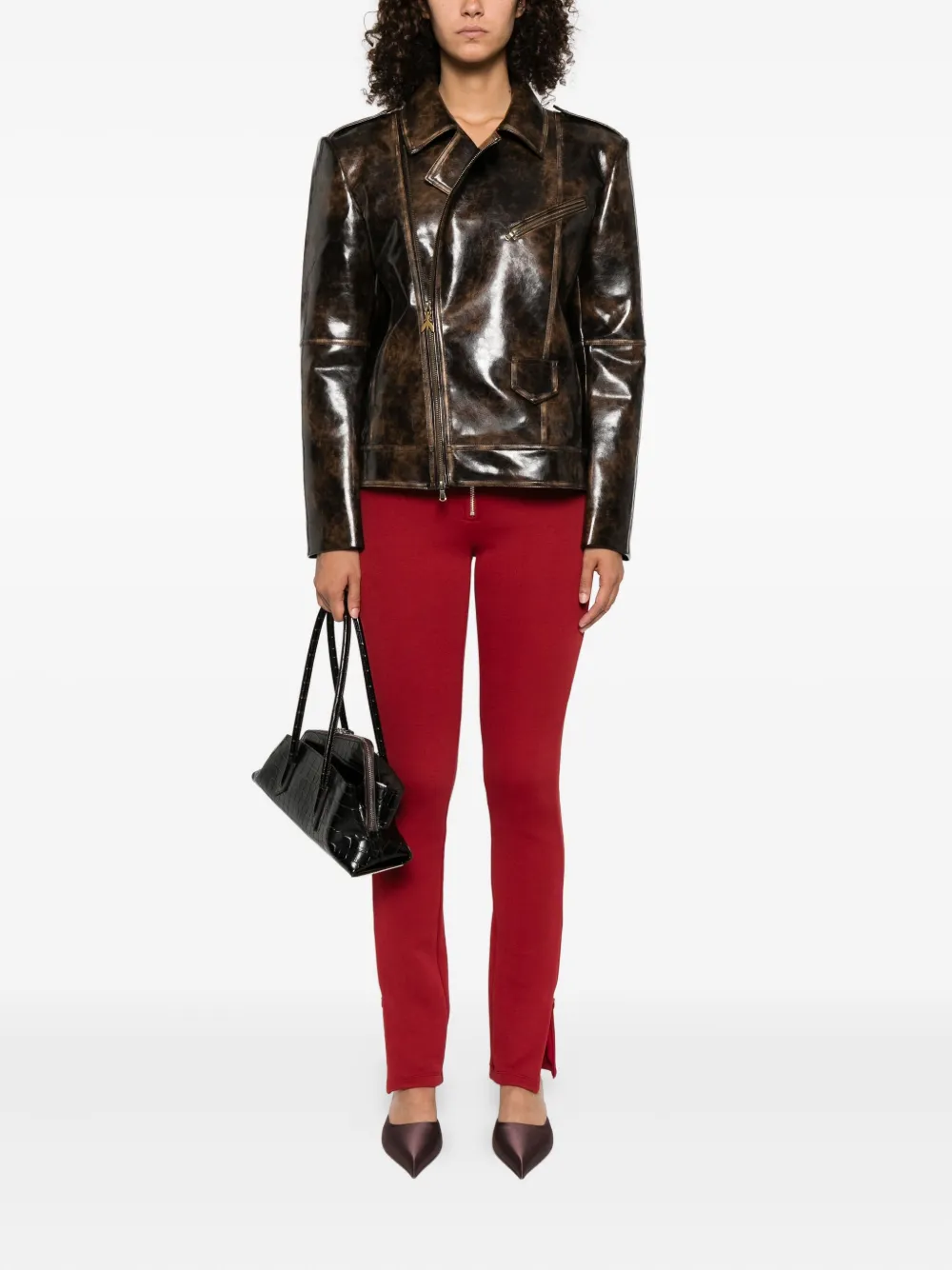 Patrizia Pepe Zip-front Contoured Trousers In Red