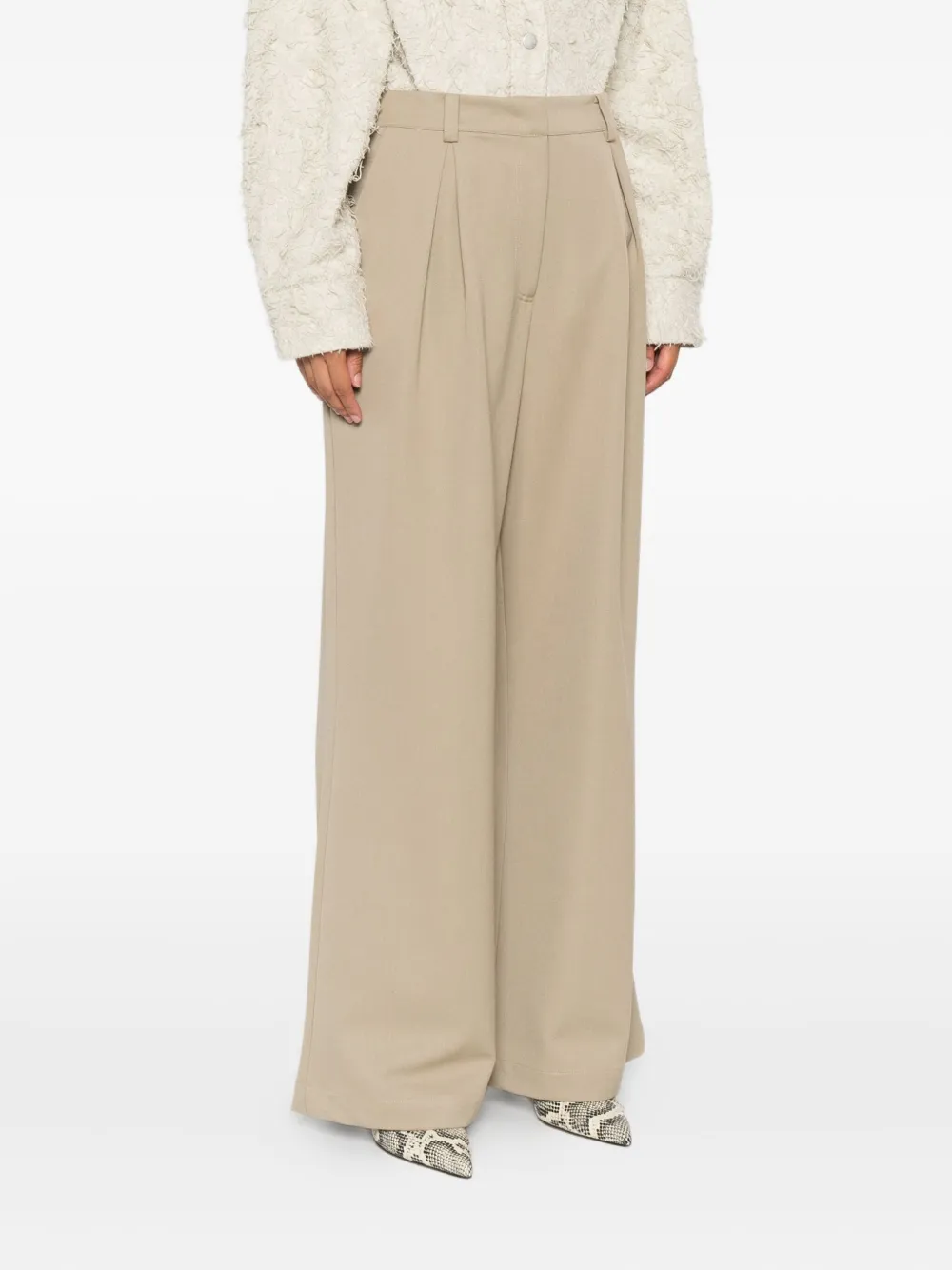 Patrizia Pepe Plooibroek met wijde pijpen Beige