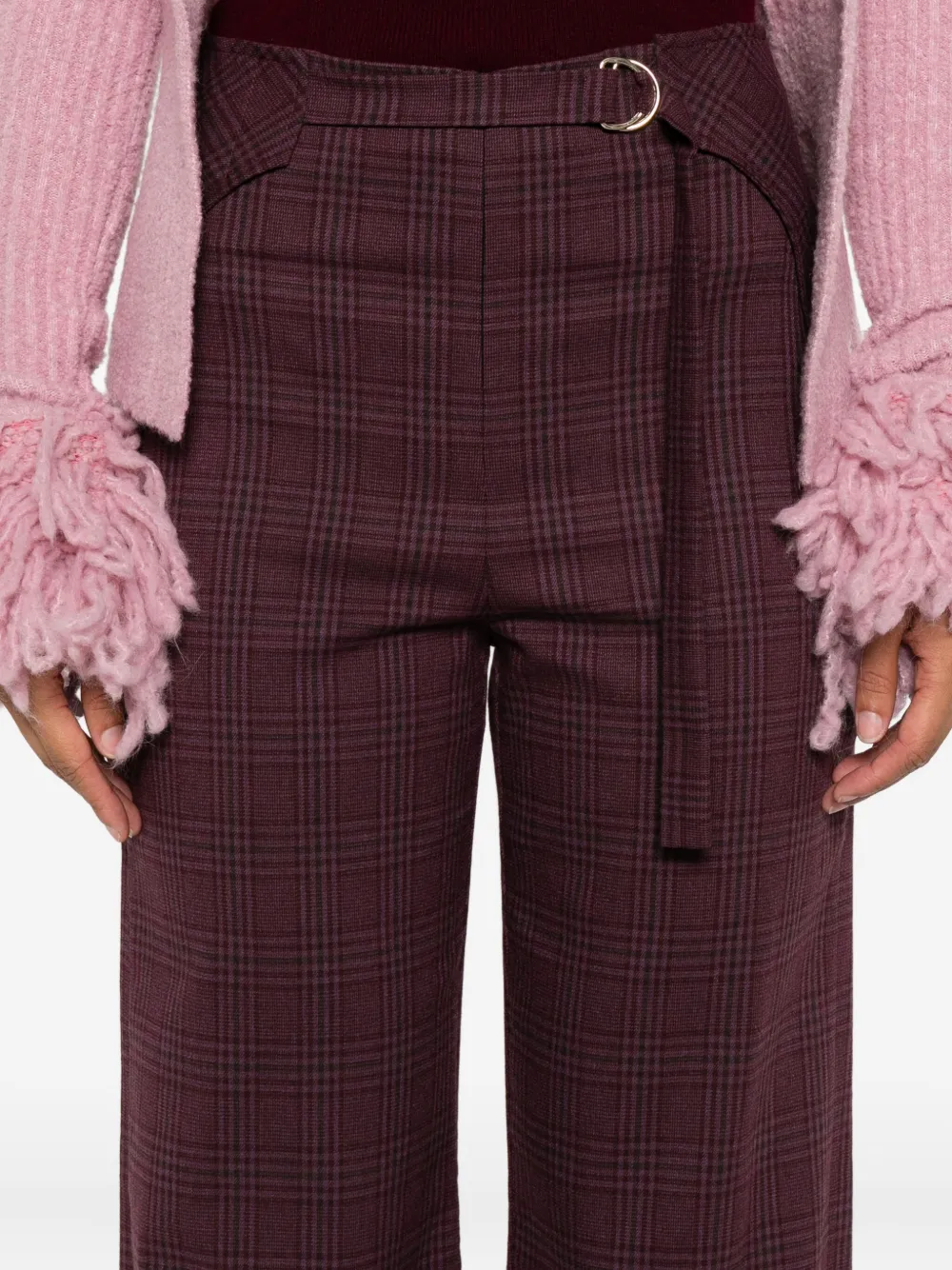 Patrizia Pepe Geruite broek met ceintuur Paars